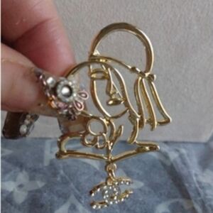 Women's Brooch Gold Clear